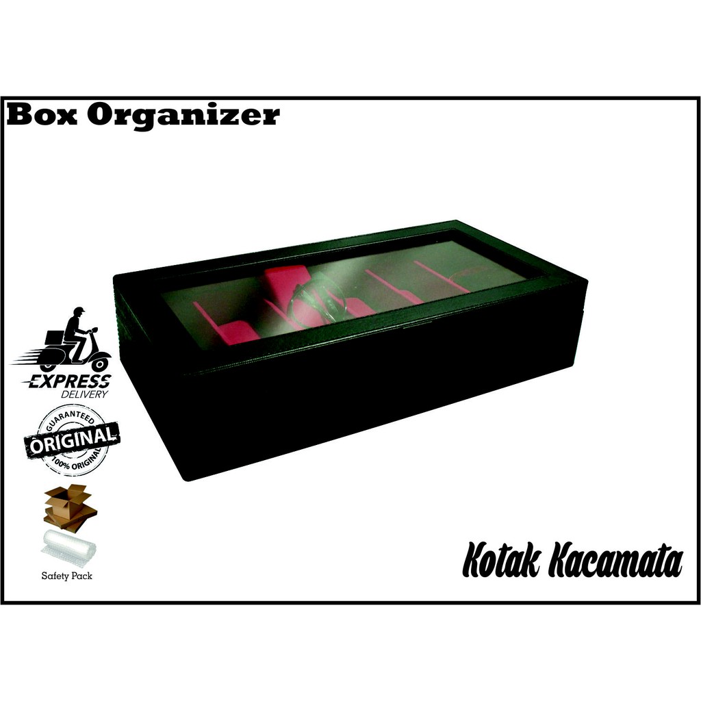 Kotak Kacamata Isi 6 Hitam Merah / Box Kacamata / Tempat Kacamata / Glasses Box