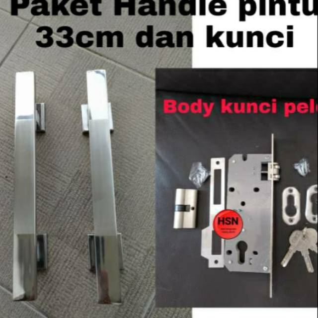 SET HANDLE PINTU KOTAK + KUNCI PELOR - PAKET HANDLE PINTU RUMAH - GAGANG PINTU MINIMALIS