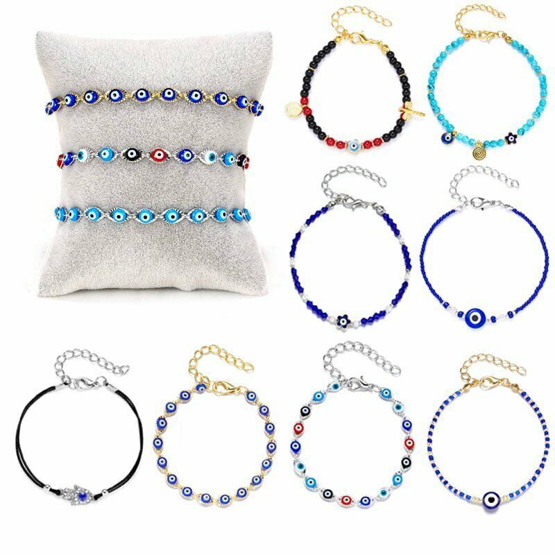 Gelang Rantai Manik Evil Eye Warna Biru Untuk Wanita