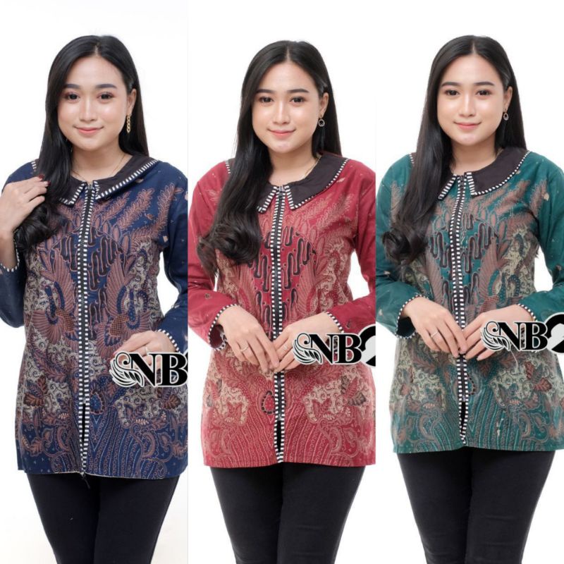 0BAJU BATIK WANITA MODERN MONALISA GENES M,L,XL,XXL asli PEKALONGAN