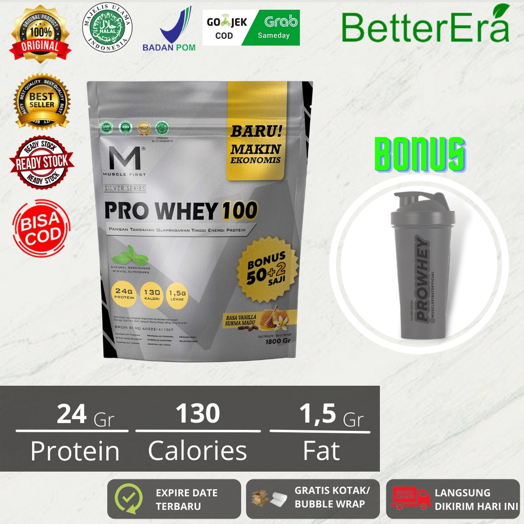 M1 ProWhey 100 4 LBS Free Shaker Pro Whey Vanila - Muscle First Protein Gym Fitness 4LBS rasa Vanill