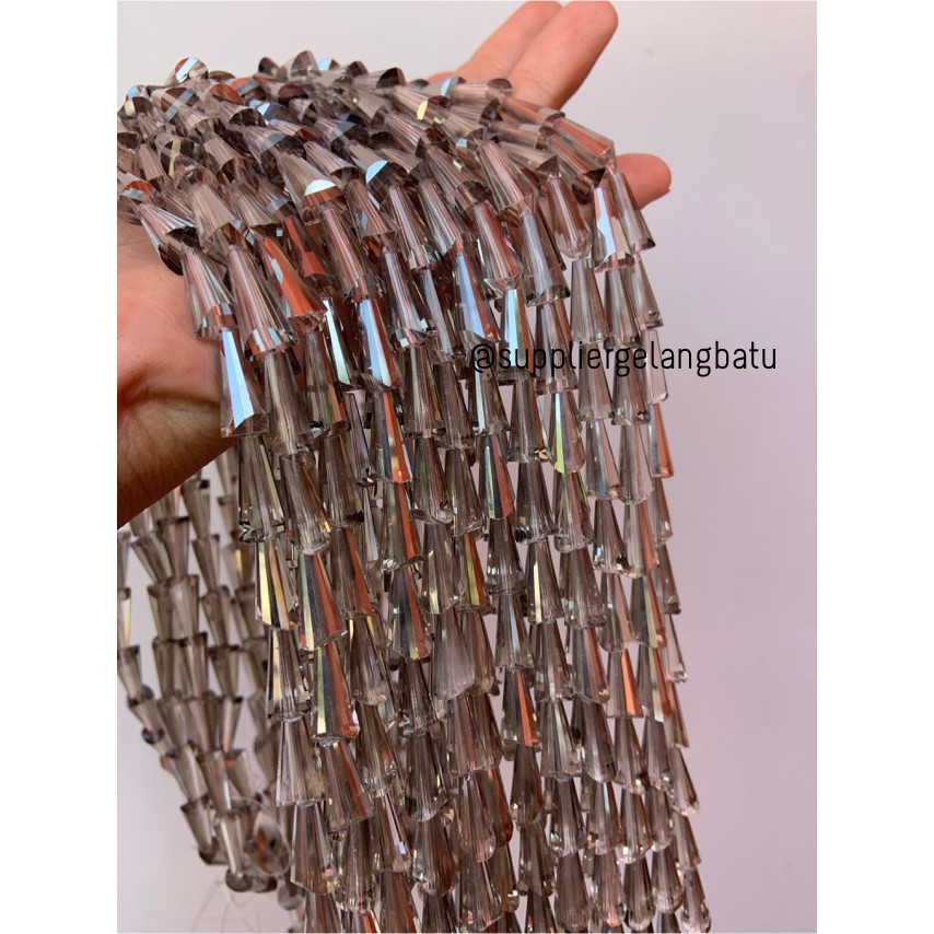 bahan kristal terompet 16 x 10mm smoky quartz premium bandulan bahan