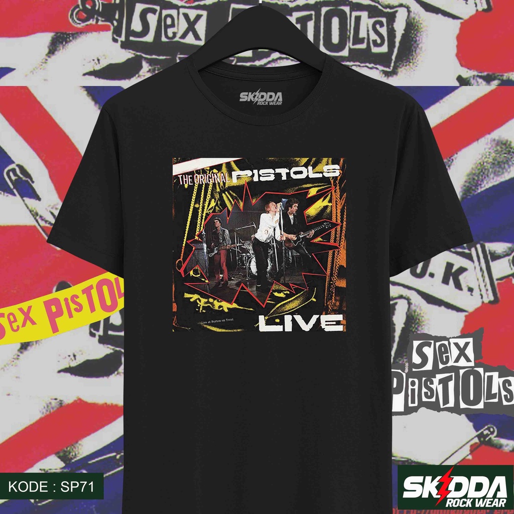 T Shirt Kaos Band Rock SEX PISTOLS – The Original Pistols Live - Premium Black NSA