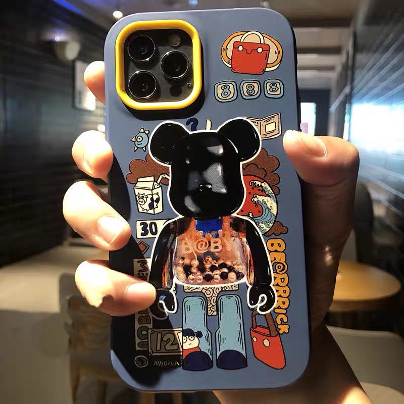 Case Bahan Silikon Motif Beruang Hitam Untuk Iphone