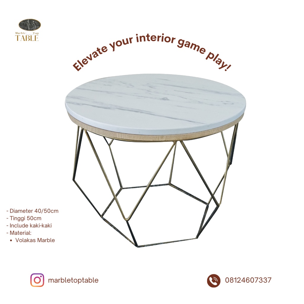 Marble Coffee Table | White Marble | Meja Marmer Bulat | Marmer Volakas