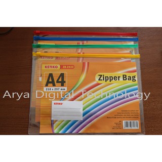Zipper Bag A4 Kenko Kantong Kantung Map Dokumen Plastik PVC Transparan
