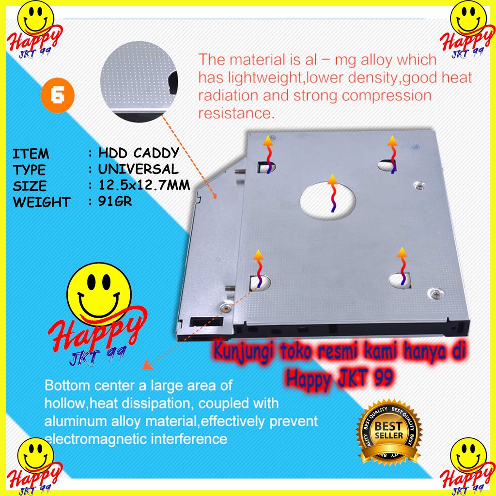 [ HAPPY JKT 99 ] SSD HDD CADDY TEBAL 12.7MM ORIGINAL