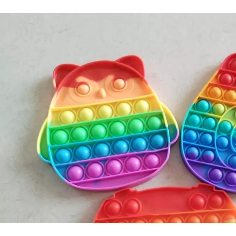 POP IT RAINBOW FIDGET TOYS Mainan Anak Edukasi Murah Pop Its Unicorn New Fidget Push Bubble Kids Kid-BURUNG HANTU RAINBOW