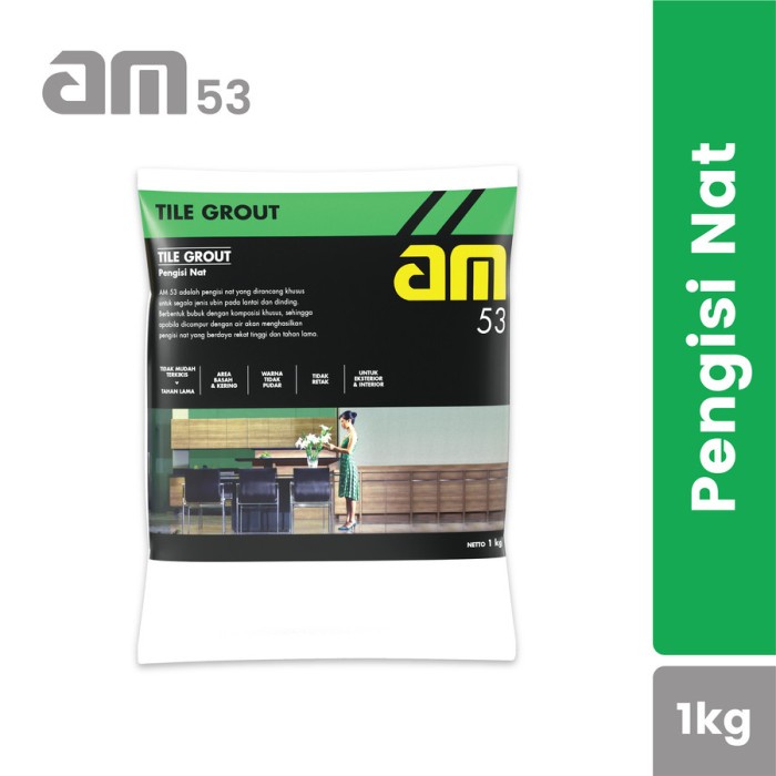 AM Tile Grout Pengisi Nat AM 53 1Kg - Green Pie