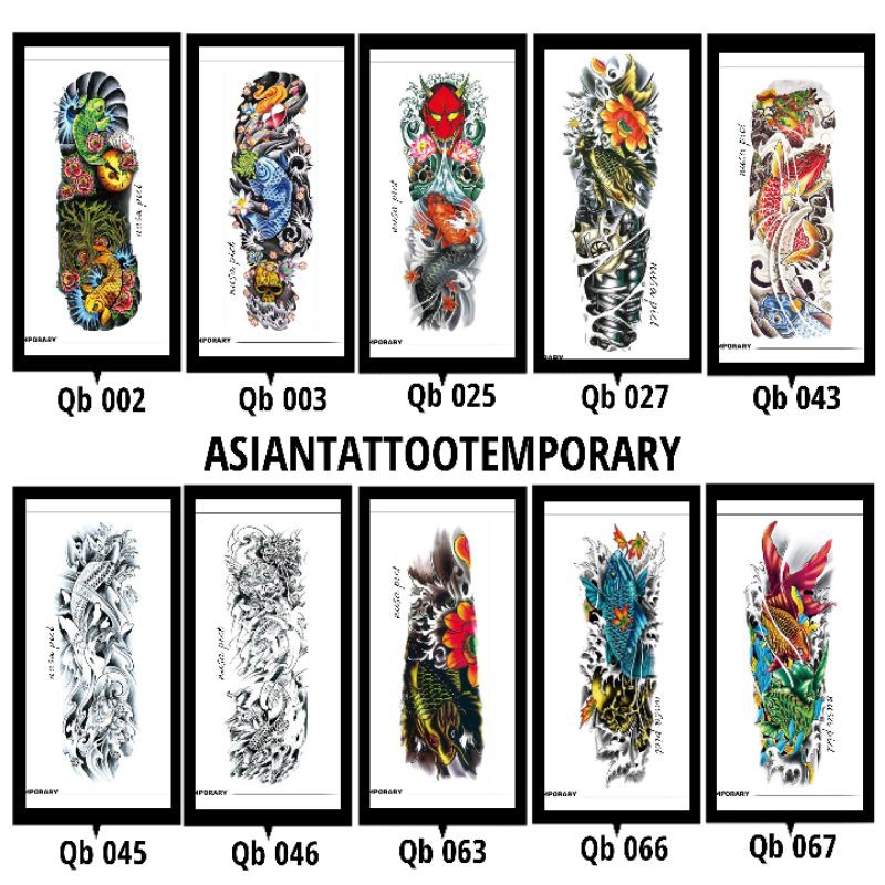 Tato tangan atau kaki panjang 45cm/ DESIGN KOI / BESTSELLER/ Asiantattoo temporary