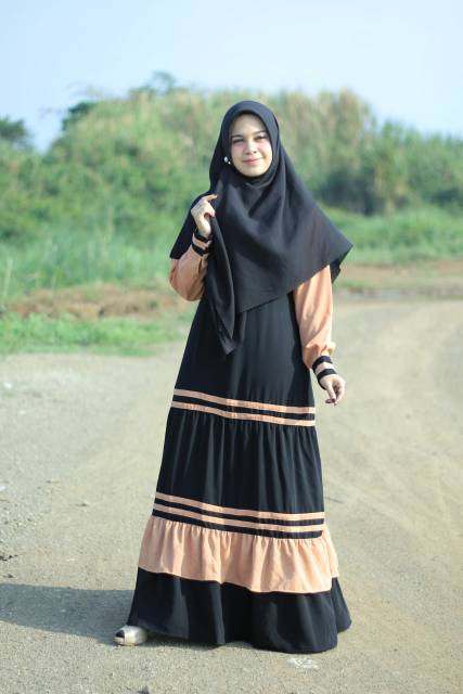 GAMIS BILQIS KOMBINASI 2 warna polos wolfis