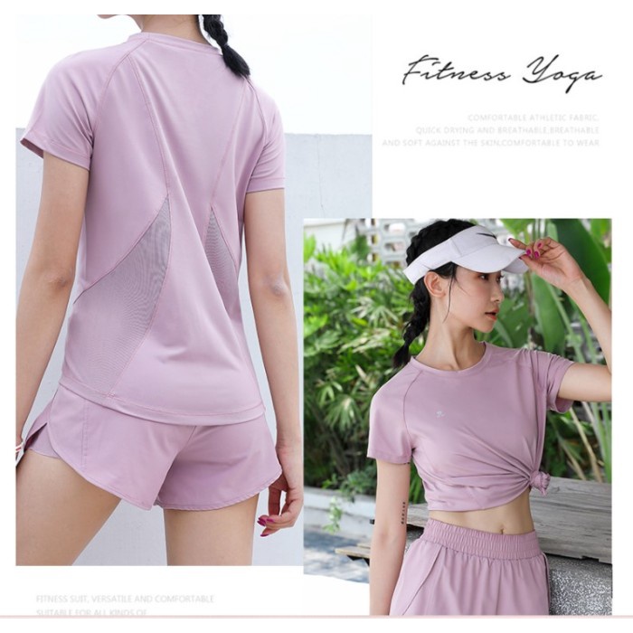 Baju Olahraga Aerobik Yoga Lengan Pendek DX2287