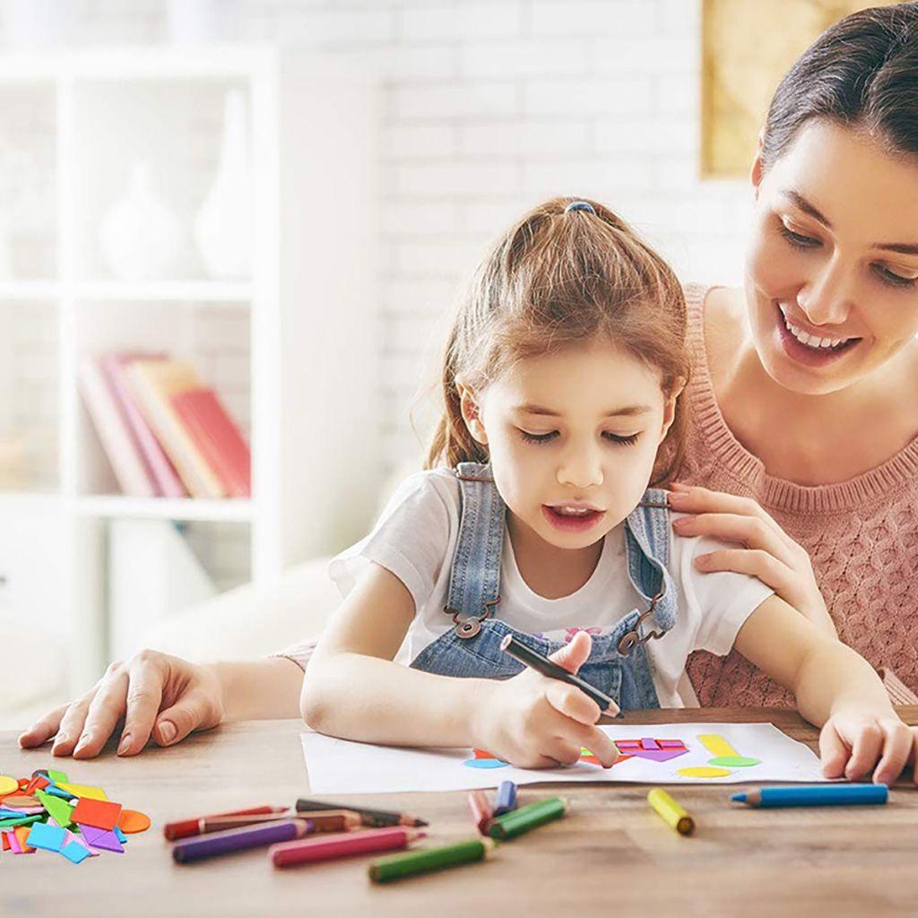 Lanfy Stiker Busa Warna-Warni Multi-Ukuran Edukasi Anak Perekat Diri EVA Stiker Mainan DIY