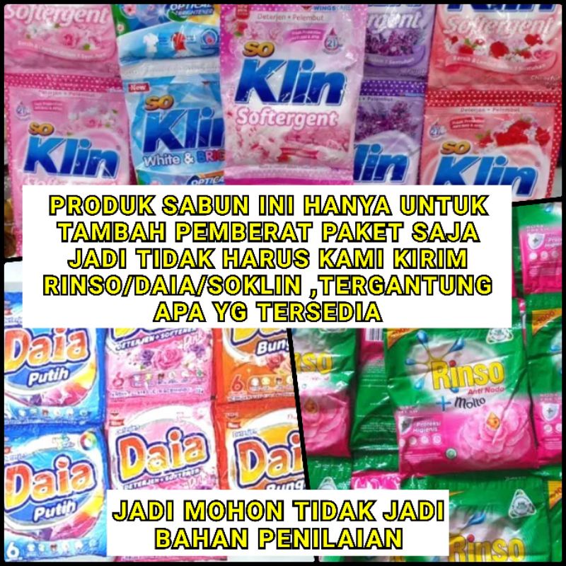 RINSO 1000an buat tambah bobot paket biar paket tidak mudah hilang