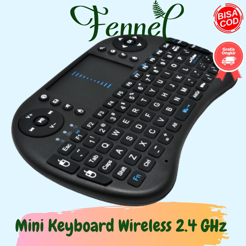 Keyboard Mini Wireless 2.4GHz Dengan Touchpad Fungsi Mouse i8