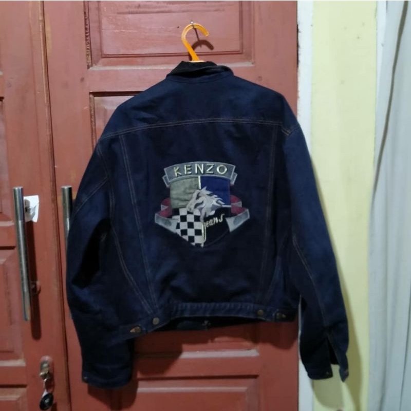 trucker jaket kenzo jeans second original bordir logo size fit XL