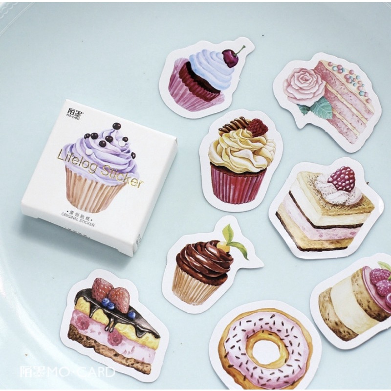(45 PCS) STICKER AESTHETIC CUTE BOX STIKER LUCU MURAH BINATANG ORANG BUNGA SCRAPBOOK STIKER HP-Cupcakes