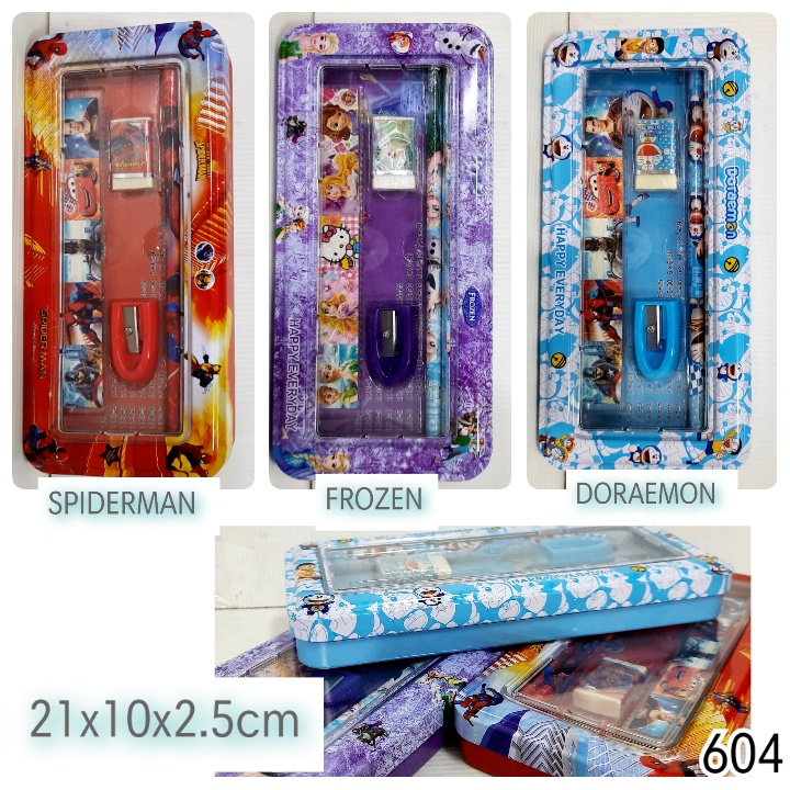 

Kotak Pensil Kaleng + Study Set FROZEN DORAEMON SPIDERMAN 21cm (604)