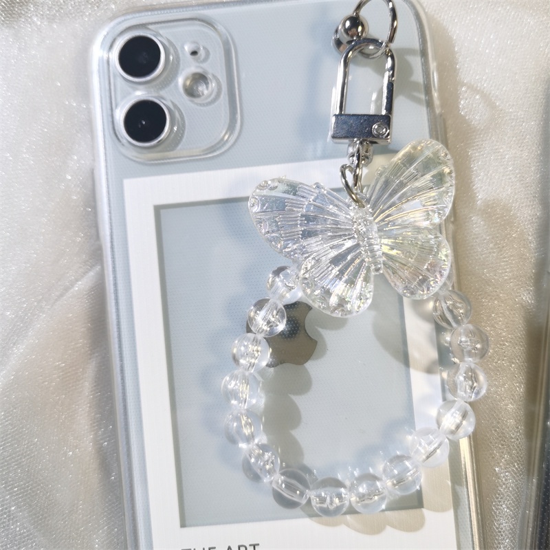 Soft Case Pelindung Transparan Dengan Gantungan Butterfly Untuk IPhone 14 6 S 7 8 SE 2020 7P 8Plus X XS XR 11 12 13 Mini Pro Max