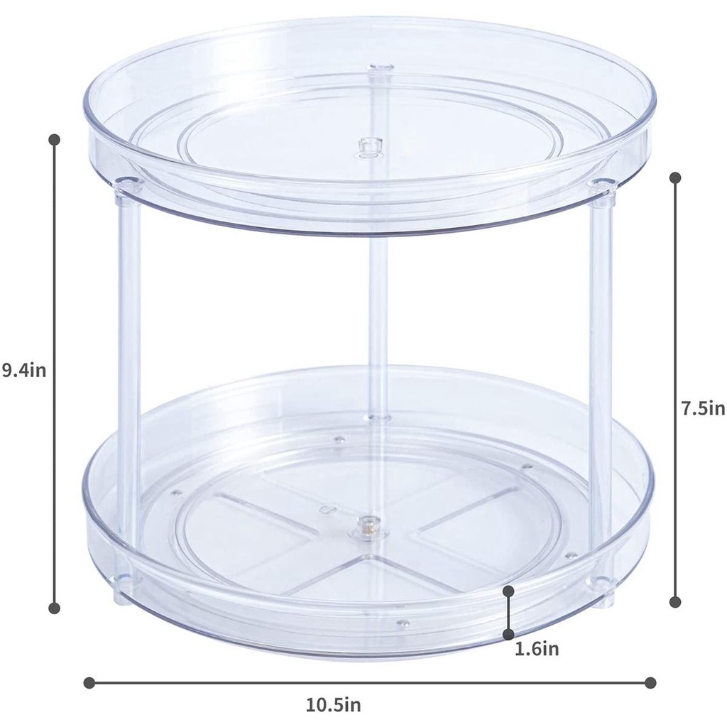 [Elegan] Rak Penyimpanan Bumbu Pantry Kamar Mandi 2tingkat Meja Putar Bulat Organzier Lazy Susan