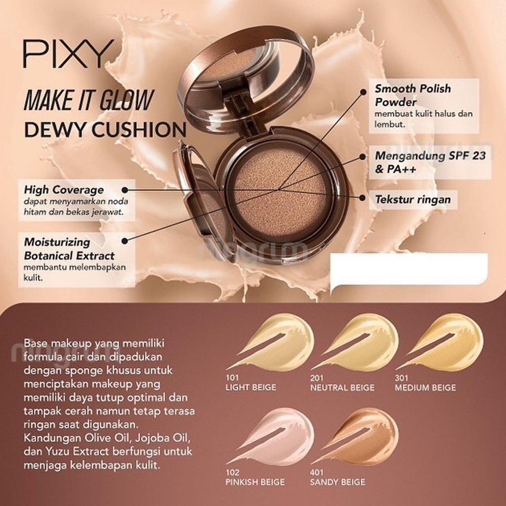 Ningrum - Pixy Make It Glow Series | Pixy Make It Glow Beauty Skin Primer Twin Pack | Pixy Make It Glow Dewy Cushion | Pixy Make It Glow Silky Powdery Cake 100% Original BPOM