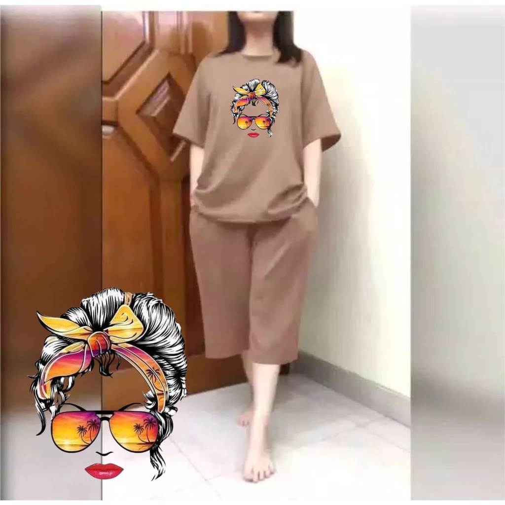 Setelan Wanita JUMBO Big Size Fit XXL Sunset Face