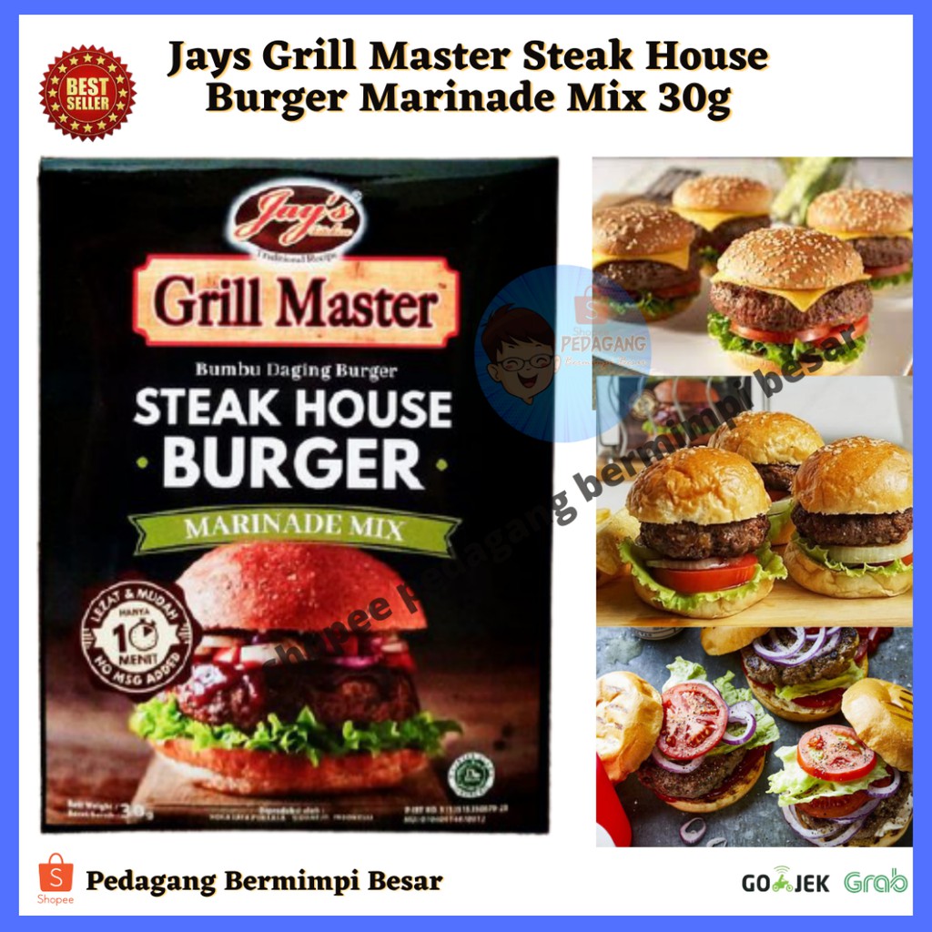 Jay'S Grill Master Steak House Burger Marinade Mix 30gr/ Bumbu Daging Burger/Jays Grill Master Steak