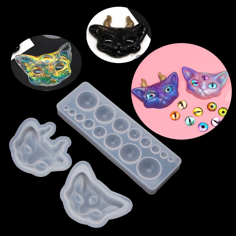 SIY  Cute Cartoon Cat Eye Silicone Resin Molds Kit Epoxy Resin Casting Jewelry Tools