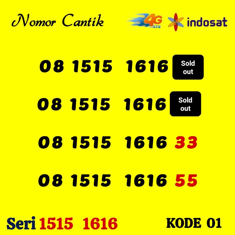 NOMOR CANTIK INDOSAT 151515 KARTU PERDANA IM3 0815 15 1616 NOMER SUPER