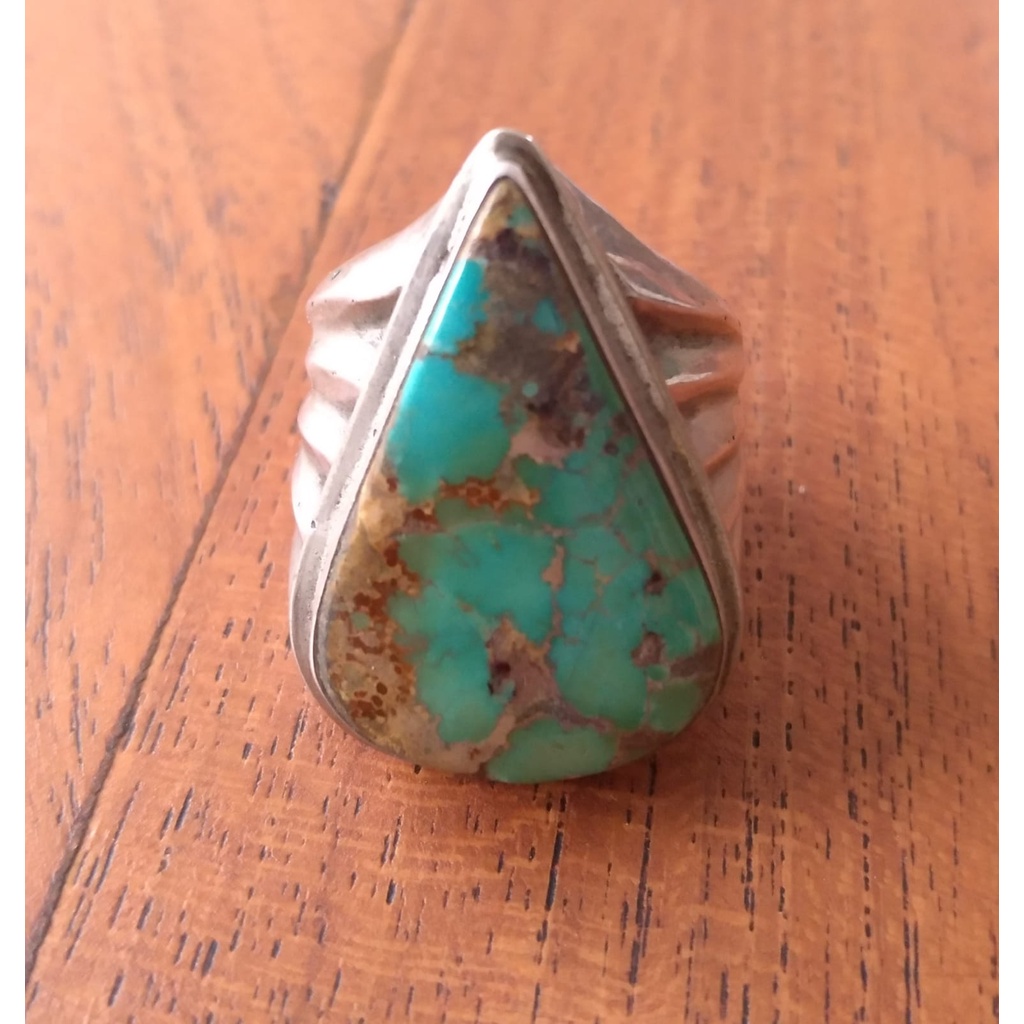 Cincin Pirus Persia Hijau Teardrop Big Size Ring Perak 925 Handmade