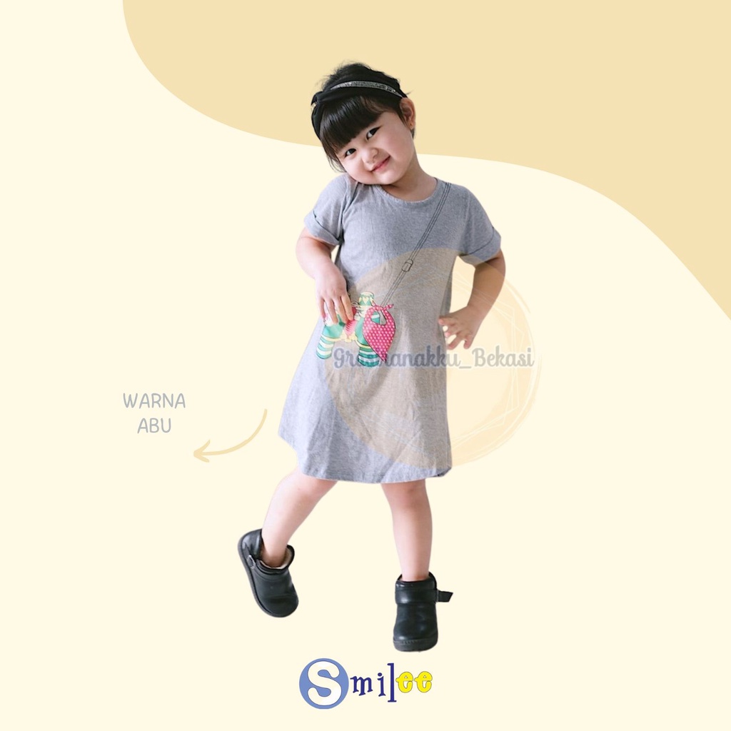 Daster Anak Smile Sablon Motif Abu Kamera Size 1-5Tahun