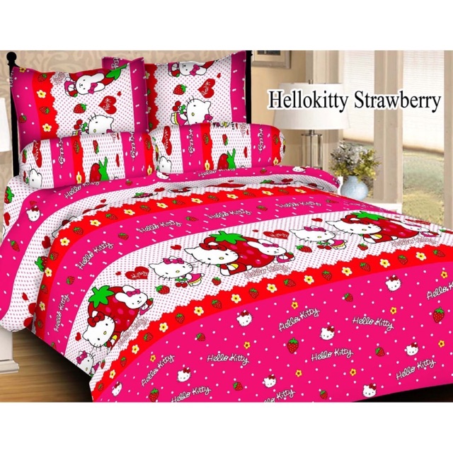 set sprei motif anak / sprei karakter hellokitty keroppi doraemon mickey pooh / sprei homemade