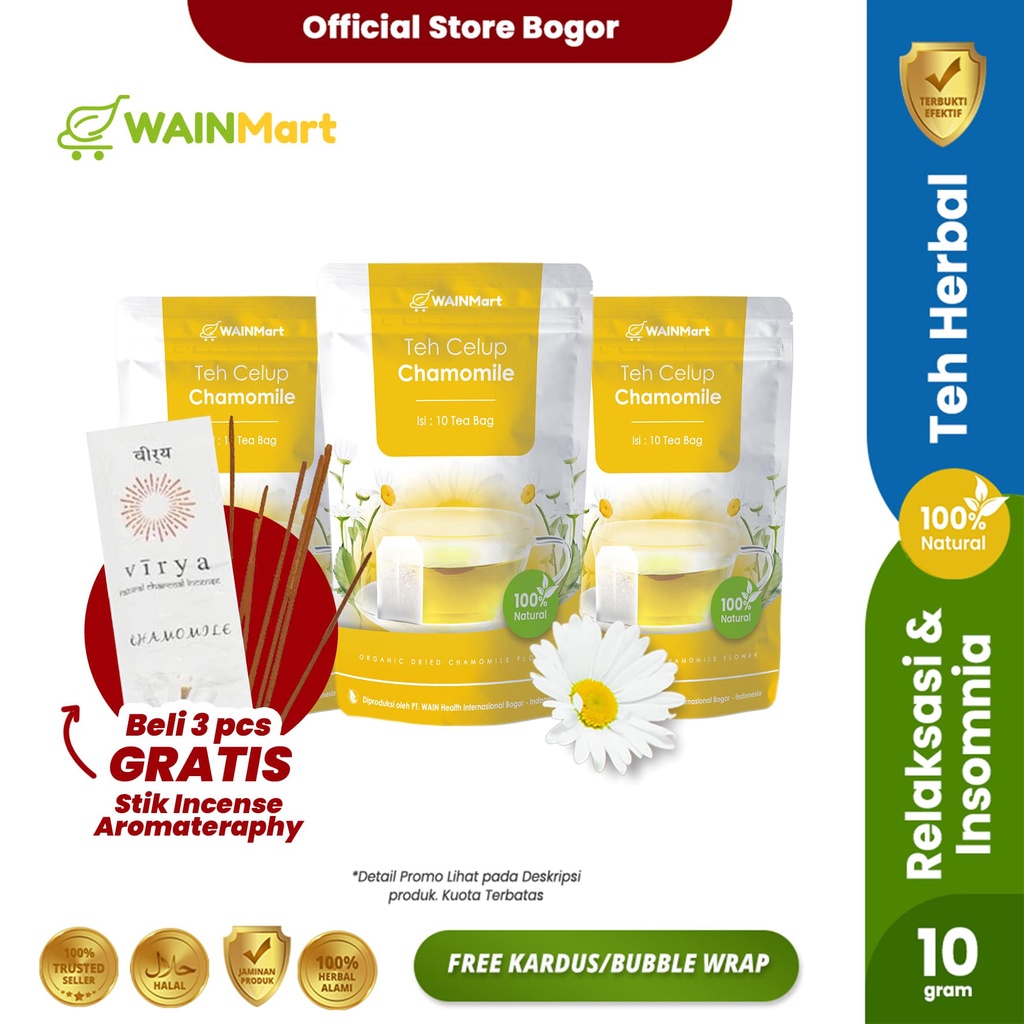 ANTI IMSOMNIA !!! Teh Celup Bunga Chamomile Herbal Relaksasi kaya Antioksidan