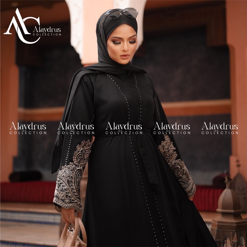 New Gamis Abaya Arab Hitam Ashanty Bahan Jet Black Saudi Kwalitas Boutique 576