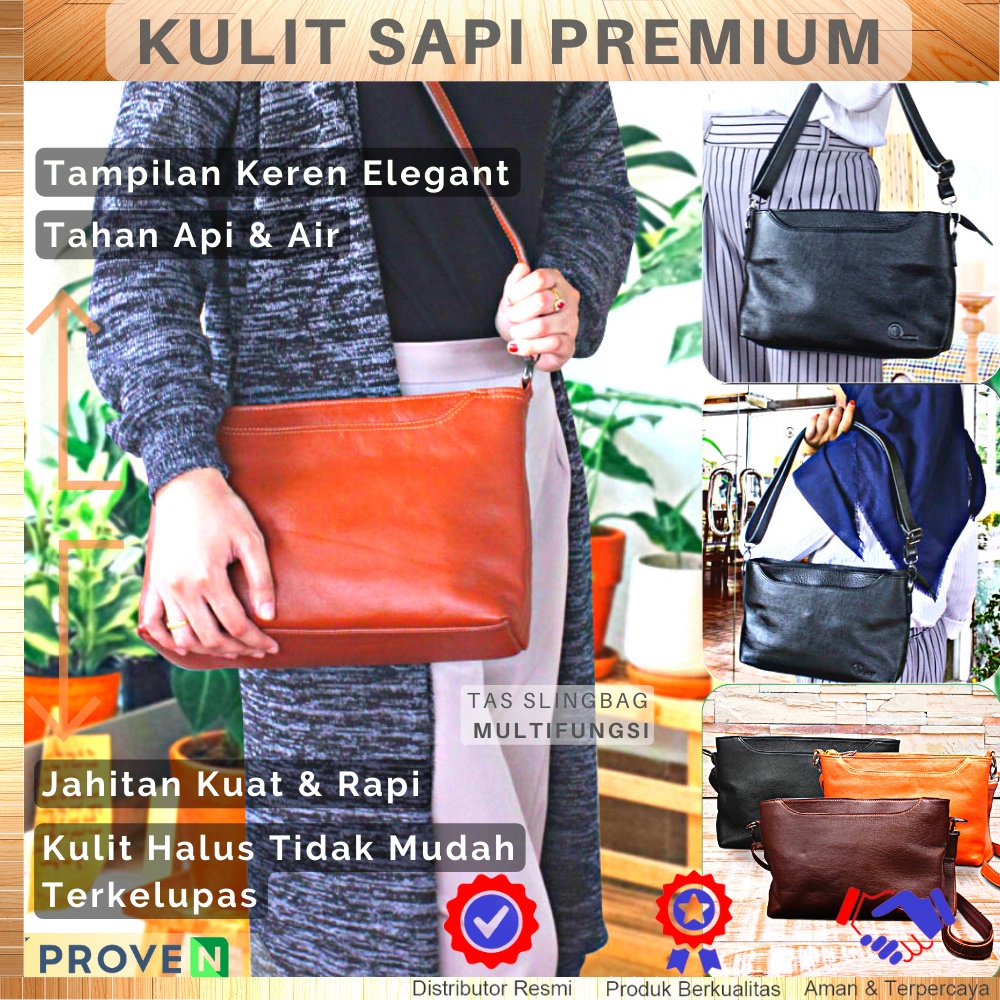 Tas Selempang Kulit Wanita Asli Tas Slempang Wanita Kulit Cewek Sling Bag Wanita Fashion bahan Kulit Sapi ASLI SC01 GARANSI ORIGINAL