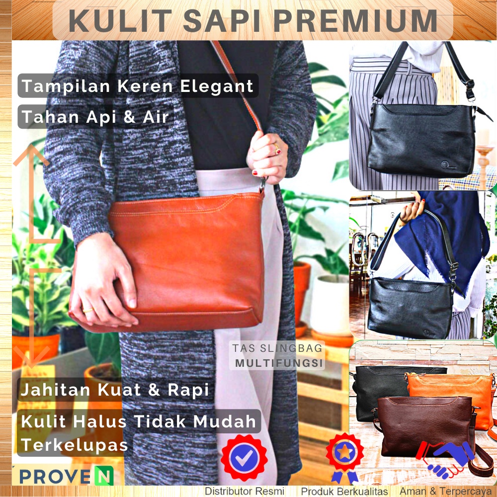 Tas Selempang Kulit Wanita Asli Tas Slempang Wanita Kulit Cewek Sling Bag Wanita Fashion bahan Kulit Sapi ASLI SC01 KUALITAS TERJAMIN MEMUASKAN