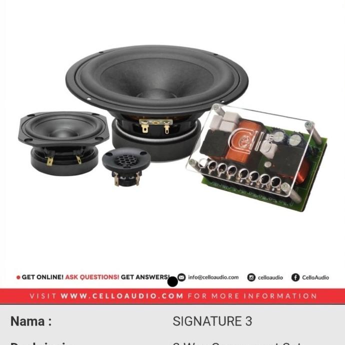 3way cello signature 3 component speaker .