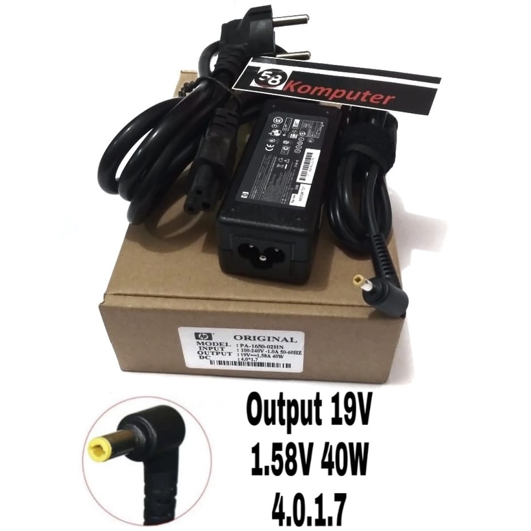 Adapter Charger Laptop HP 100e 1000 1010 1100 1101 1103 1104 2102 1110 19V 1.58A 30W 4.0*1.7mm
