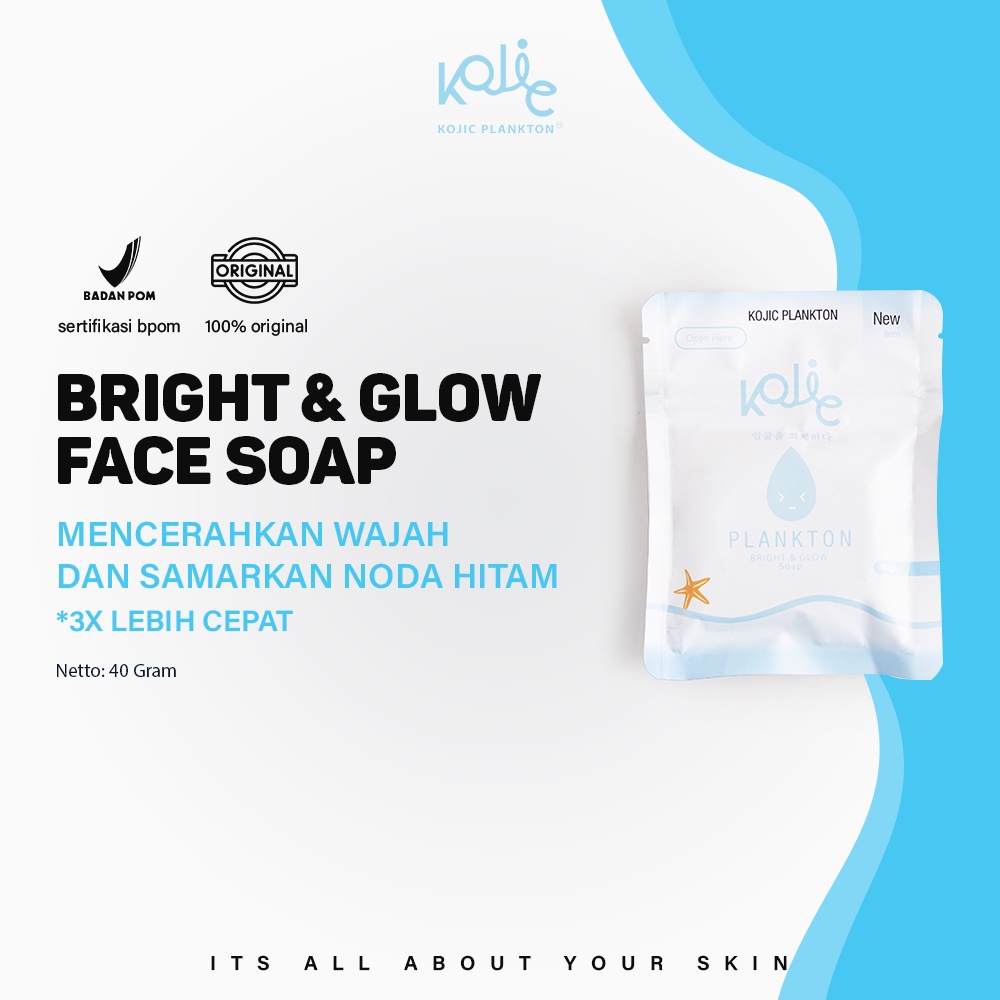 Bright &amp; Glow Face Soap by Kojic Plankton 40gr 90gr / Sabun Wajah Pencerah / Sabun Muka untuk Wajah Kusam BPOM