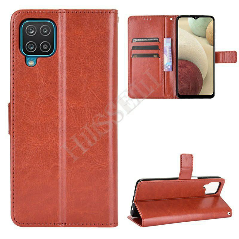 SAMSUNG Galaxy A12 Flip Case Cover sarung Dompet hp kulit model lipat