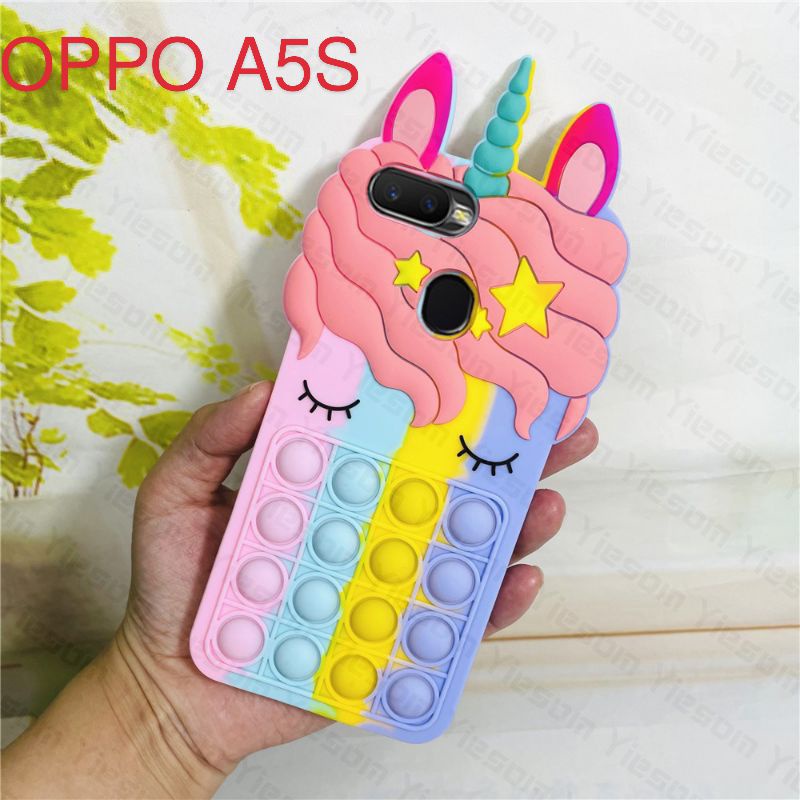Casing POP IT OPPO A5S SoftCase POP IT 3D Motif Unicorn Kuda Poni