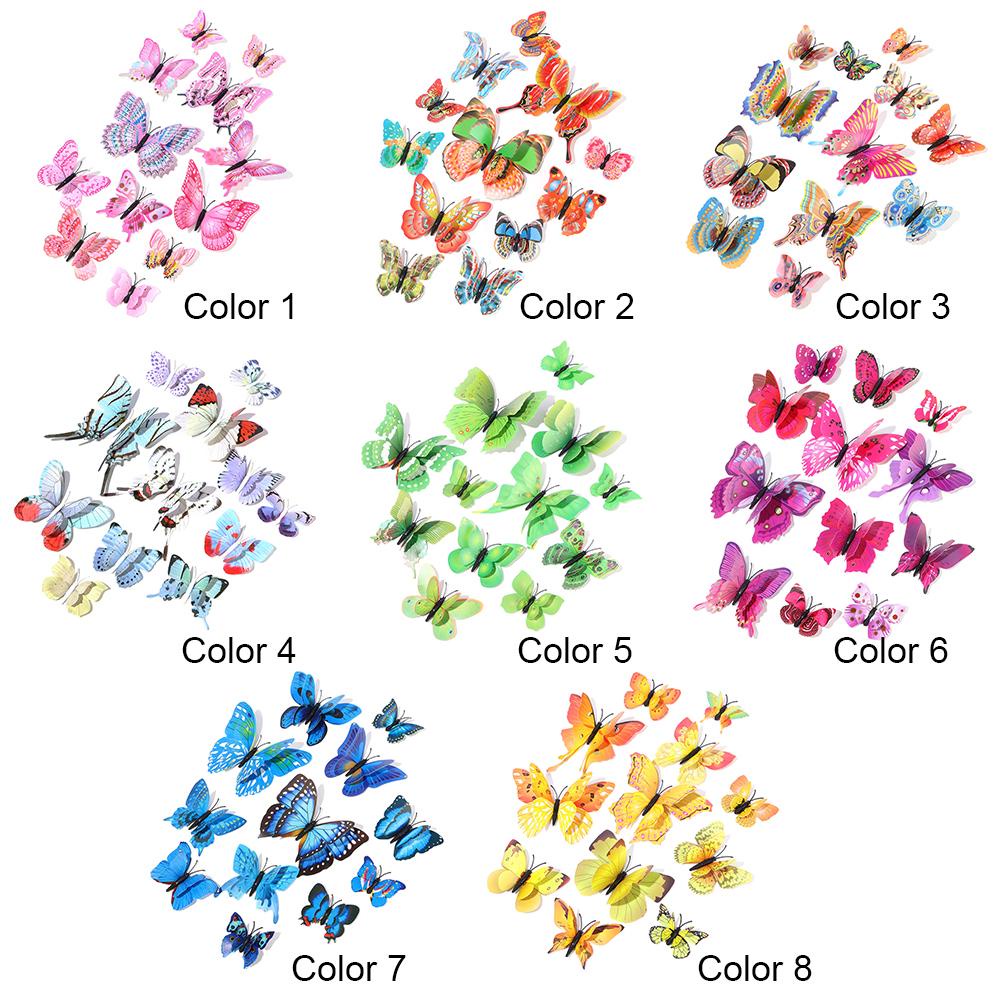 Solighter Butterfly Stiker Dinding Dekorasi Rumah 3D Removable Kupu-Kupu Warna-Warni