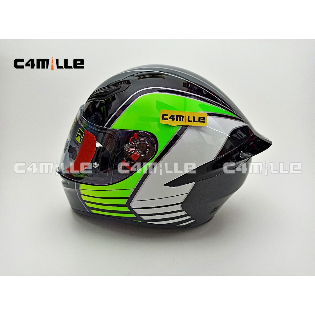 HELM AGV K-1 MULTI POWER GUNMETAL WHITE GREEN FULL FACE