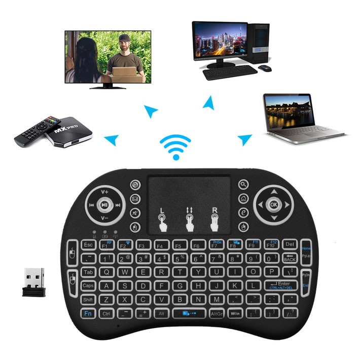 I8 RGB Mini Keyboard Wireless 2.4GHz dengan Touch Pad &amp; Mouse LITHIUM BATTERY Android TV Box Smart tv