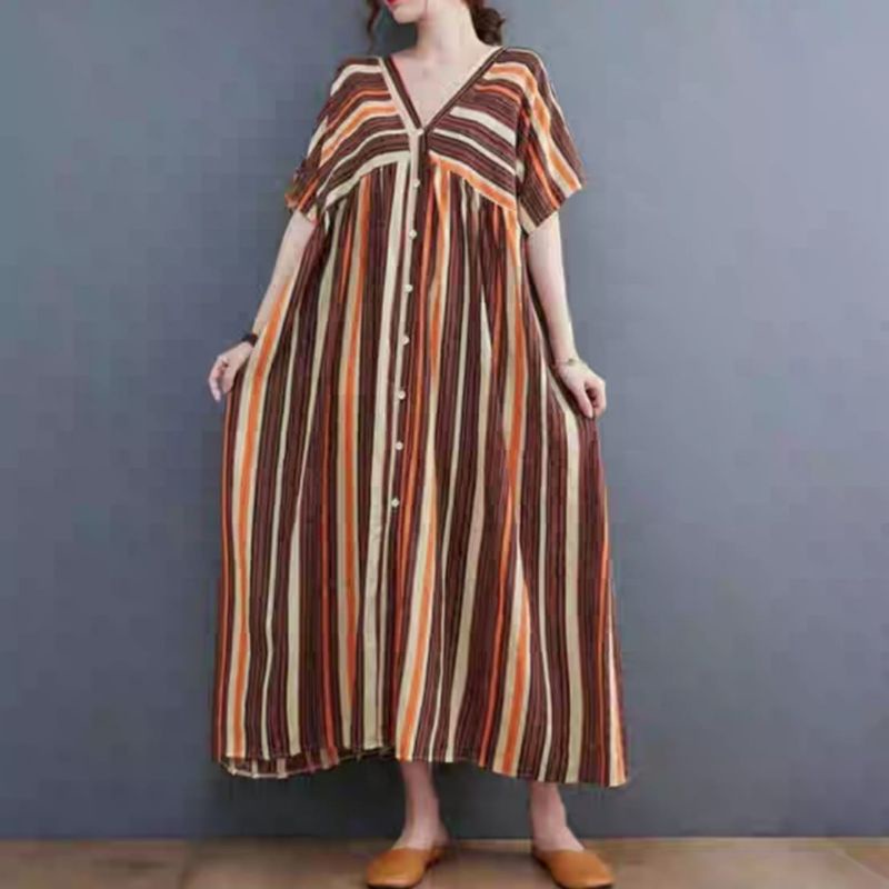 MDLV ~ 63004# Airvania Loose Dress  Maxi Dress Salur Jumbo Import