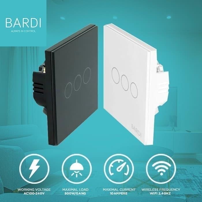 Saklar Bardi Smart Wall Switch Saklar Pintar Touch Wifi Smart Home Eu 3 Gang