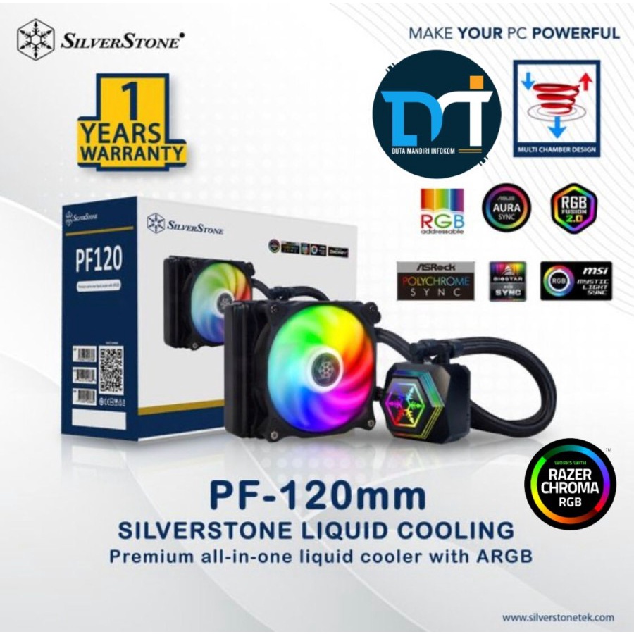SilverStone PermaFrost PF120 ARGB - AIO Liquid CPU Cooler - Black Edition