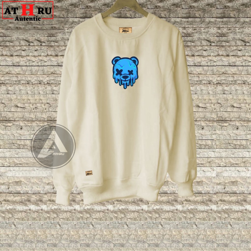 Sweater Crunek Pria Wanita Distro Warna Cream Sablon Gambar Bear Krunek Cowok Cewek Switer Clasik