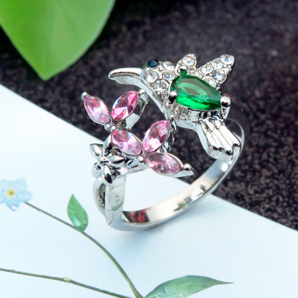 Hu Hu Hu Hu Hu Alat Bantu Pasang Kacamata♡ Cincin Wanita Model Terbuka Desain Bungaburung Hias Cubic Zirconia Gaya Elegan Untuk Pestapernikahanhadiah