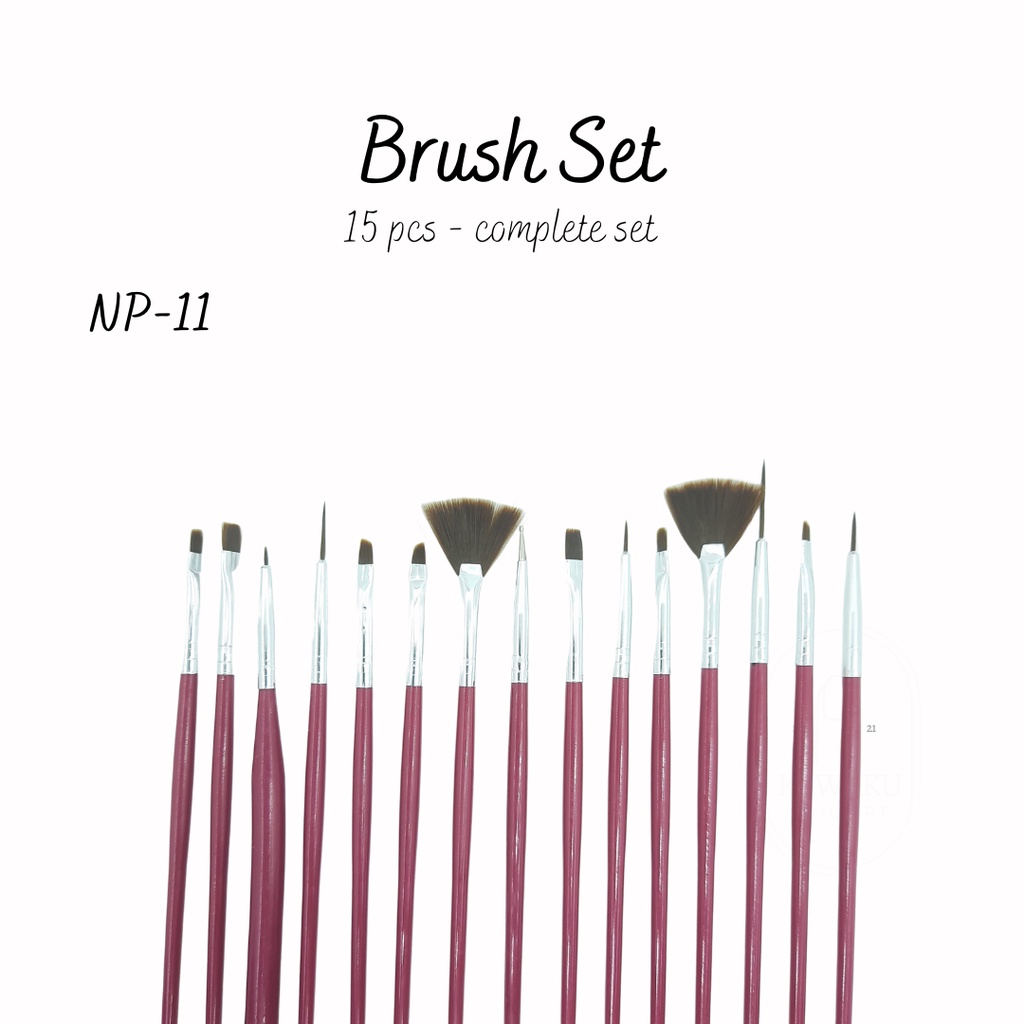 Brush Kuas Nail Art Painting Set 15pcs (NP-11)